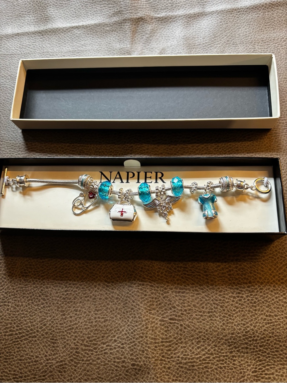 Napier Black and White Branded Jewelry Box